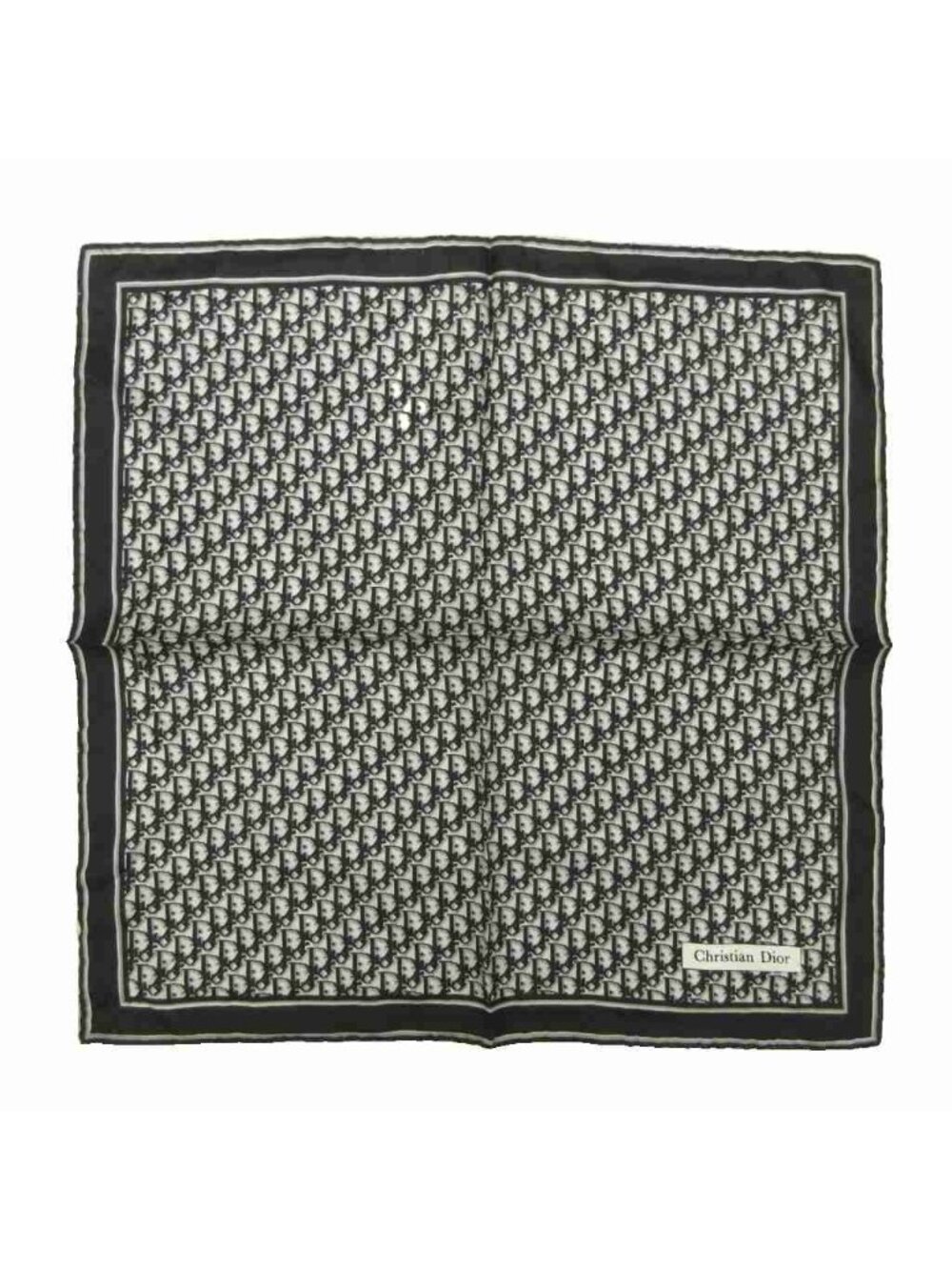 Dior Vintage Scarf Bandana Silk Trotter Pattern All Over Print Logo Black White